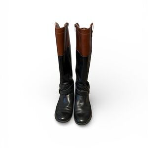 Marc Fisher Black and Brown Wide Calf Riding Boots size 7.5
